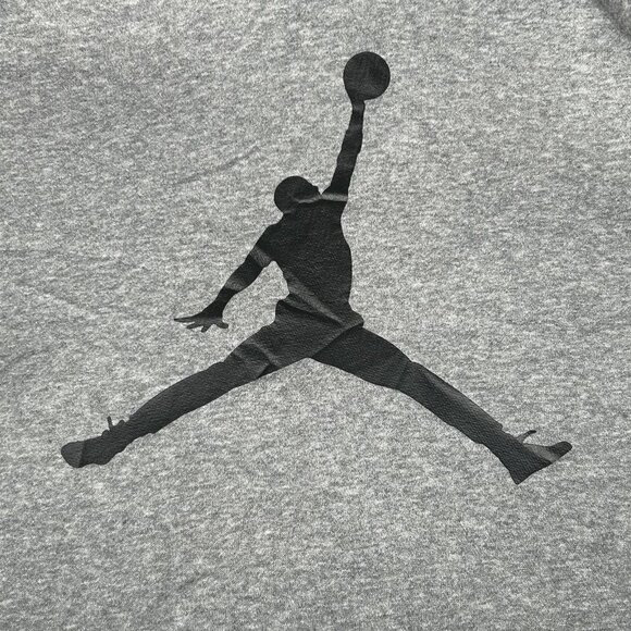 Jordan Hoodie Mens Large Gray Fleece Lined Pullover Jumpman Logo Basketball Nike - Picture 4 of 10